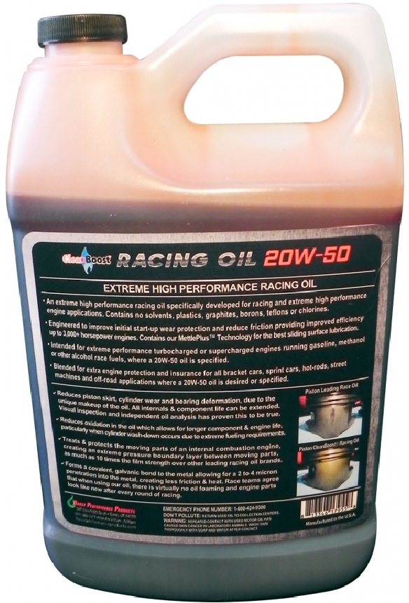 racing oil 20w50 1 gal back